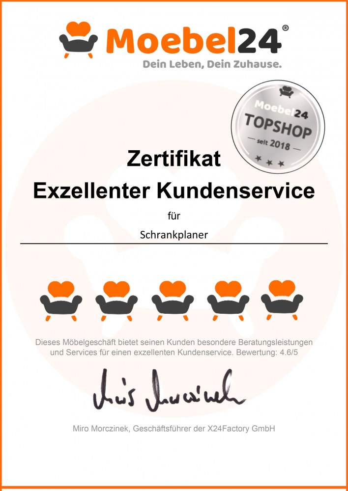 Möbel24.de Top-Shop Zertifikat für Schrankplaner.de