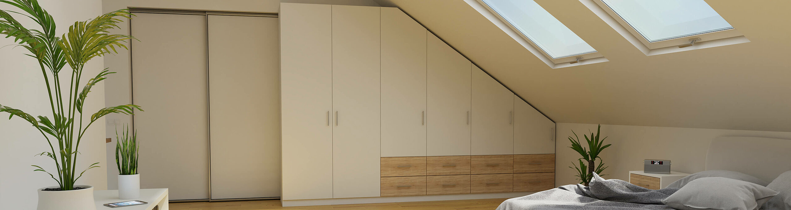 Schrank selbst gestalten Dachschräge