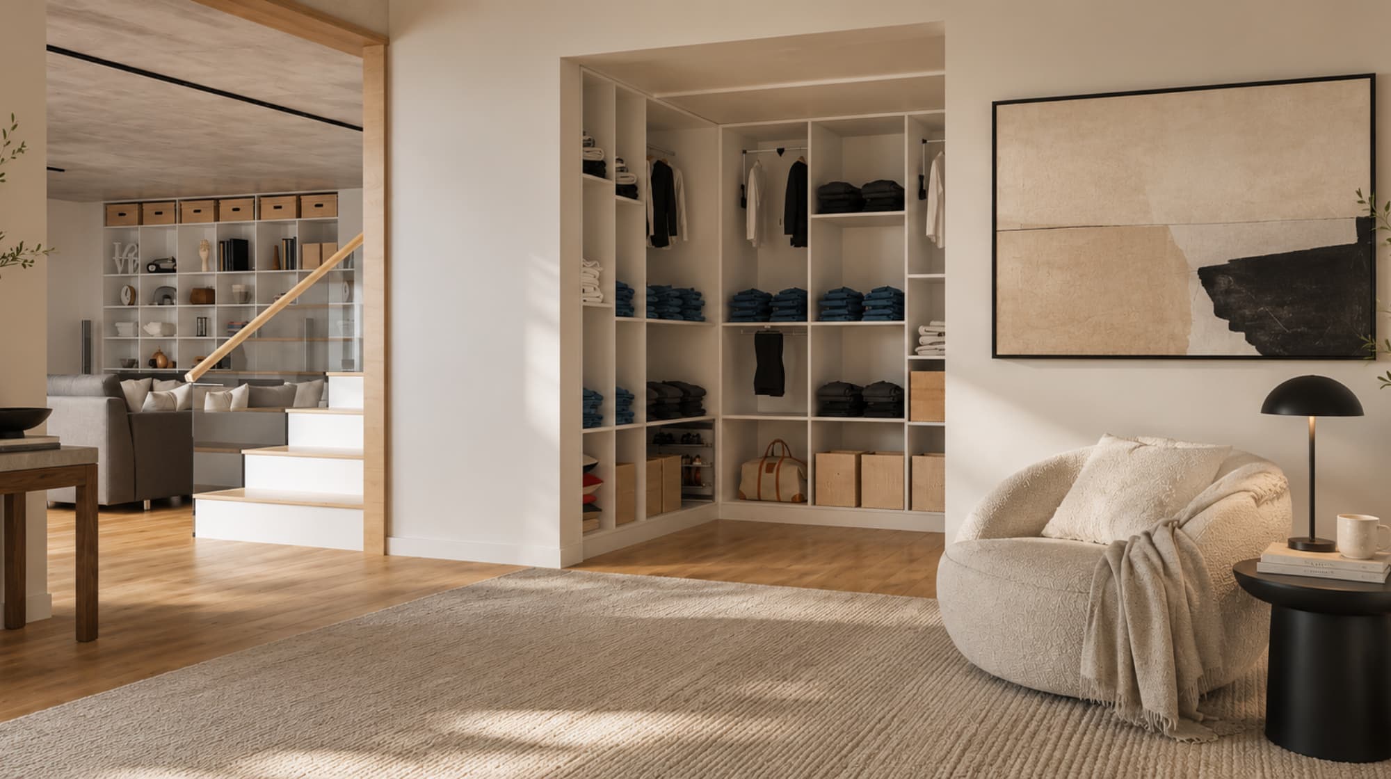 Begehbarer Schrank in Nische