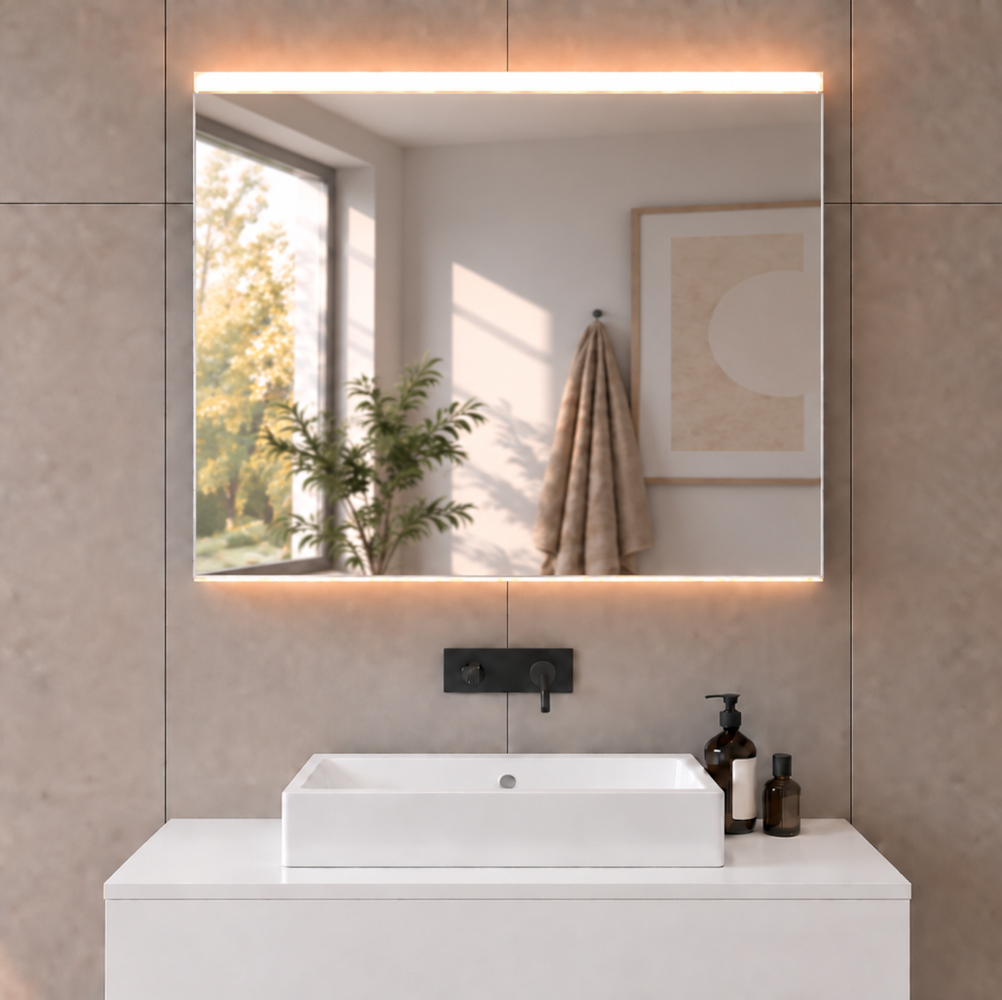 Badezimmerspiegel mit LED-Beleuchtung oben und unten