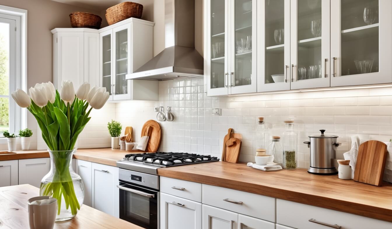 Küche im Landhausstil mit Rahmenfront